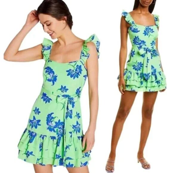 Likely Mini Charlotte Dress in Pistachio Green Tropical Floral Print- Sz2 - Picture 1 of 9
